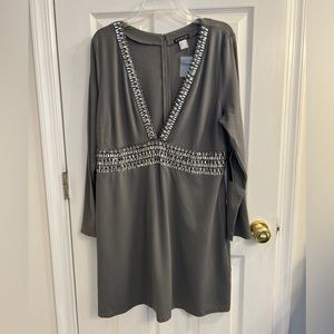 NWT- Venus deep v-neck rhinestone dress